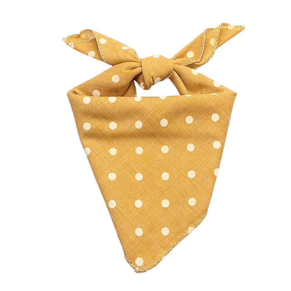 Stylish Plaid & Dots Pet Bandana – Soft Cotton, Washable & Perfect for Puppies & Kittens