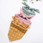 Stylish Plaid & Dots Pet Bandana – Soft Cotton, Washable & Perfect for Puppies & Kittens