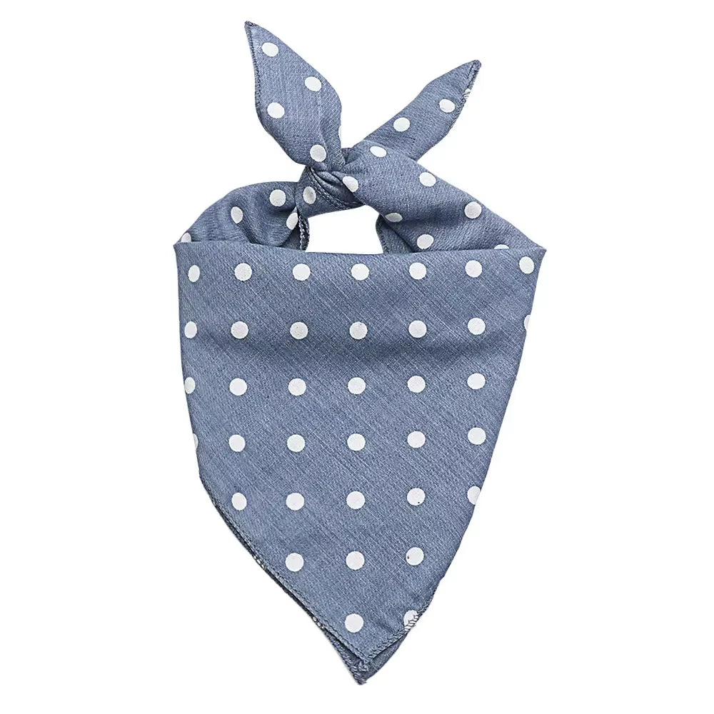 Stylish Plaid & Dots Pet Bandana – Soft Cotton, Washable & Perfect for Puppies & Kittens