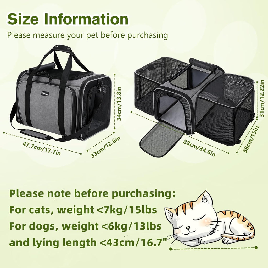 Expandable Extra-Large Pet Carrier Bag – Comfortable, Foldable & Travel-Ready