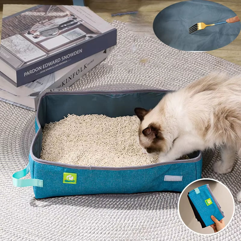 Semi-Enclosed Foldable Cat Litter Box — Portable, Waterproof & Travel-Friendly Design
