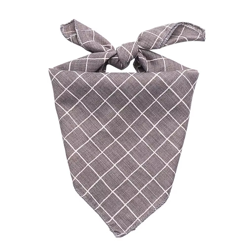 Stylish Plaid & Dots Pet Bandana – Soft Cotton, Washable & Perfect for Puppies & Kittens