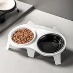 Ceramic Double Cat Bowl with Stand