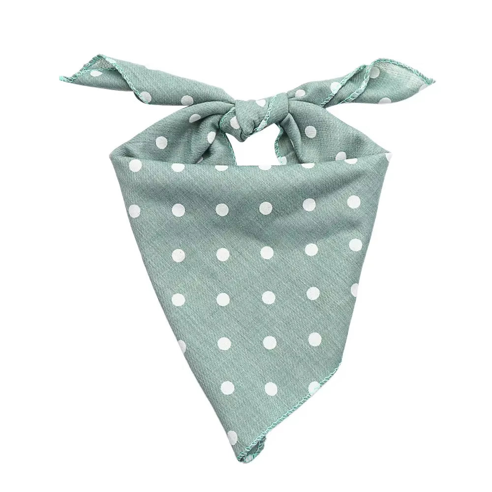 Stylish Plaid & Dots Pet Bandana – Soft Cotton, Washable & Perfect for Puppies & Kittens