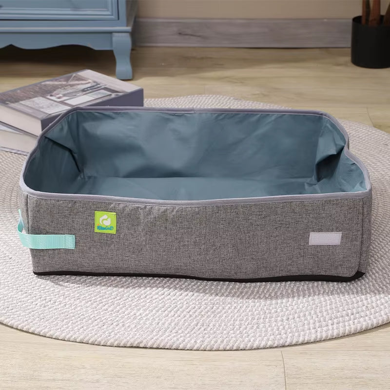 Semi-Enclosed Foldable Cat Litter Box — Portable, Waterproof & Travel-Friendly Design
