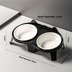 Ceramic Double Cat Bowl with Stand