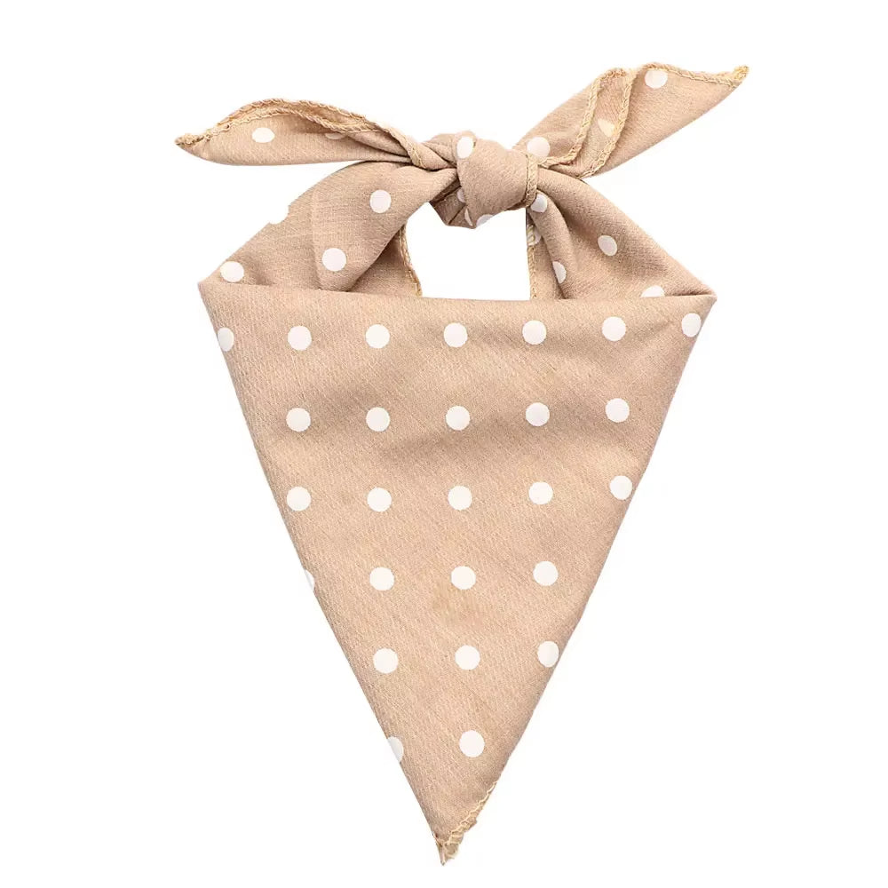 Stylish Plaid & Dots Pet Bandana – Soft Cotton, Washable & Perfect for Puppies & Kittens