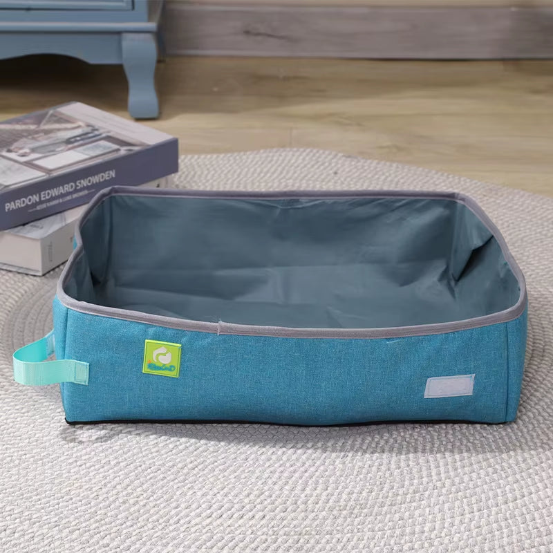 Semi-Enclosed Foldable Cat Litter Box — Portable, Waterproof & Travel-Friendly Design