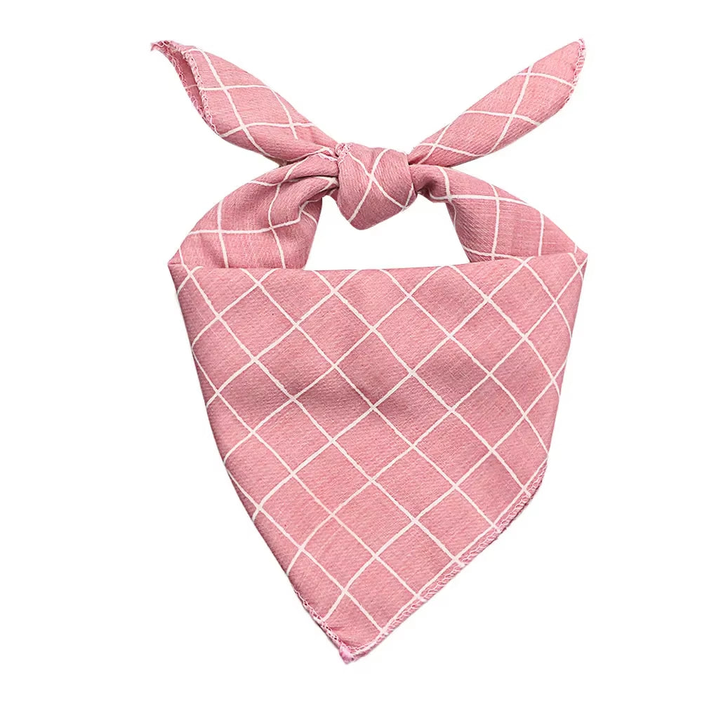 Stylish Plaid & Dots Pet Bandana – Soft Cotton, Washable & Perfect for Puppies & Kittens