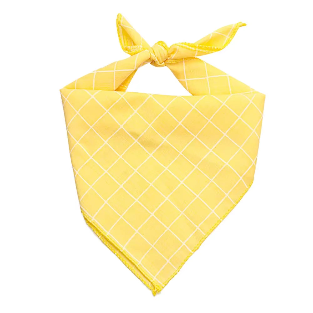 Stylish Plaid & Dots Pet Bandana – Soft Cotton, Washable & Perfect for Puppies & Kittens