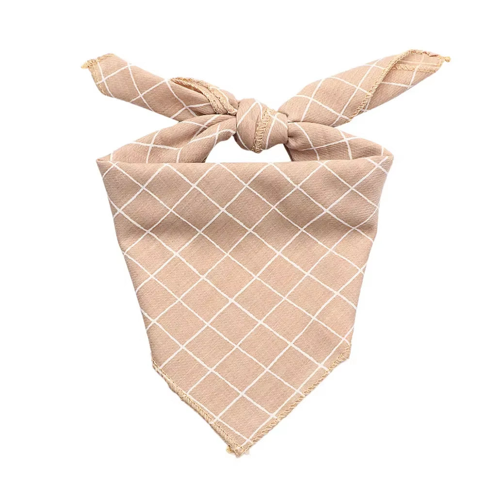 Stylish Plaid & Dots Pet Bandana – Soft Cotton, Washable & Perfect for Puppies & Kittens